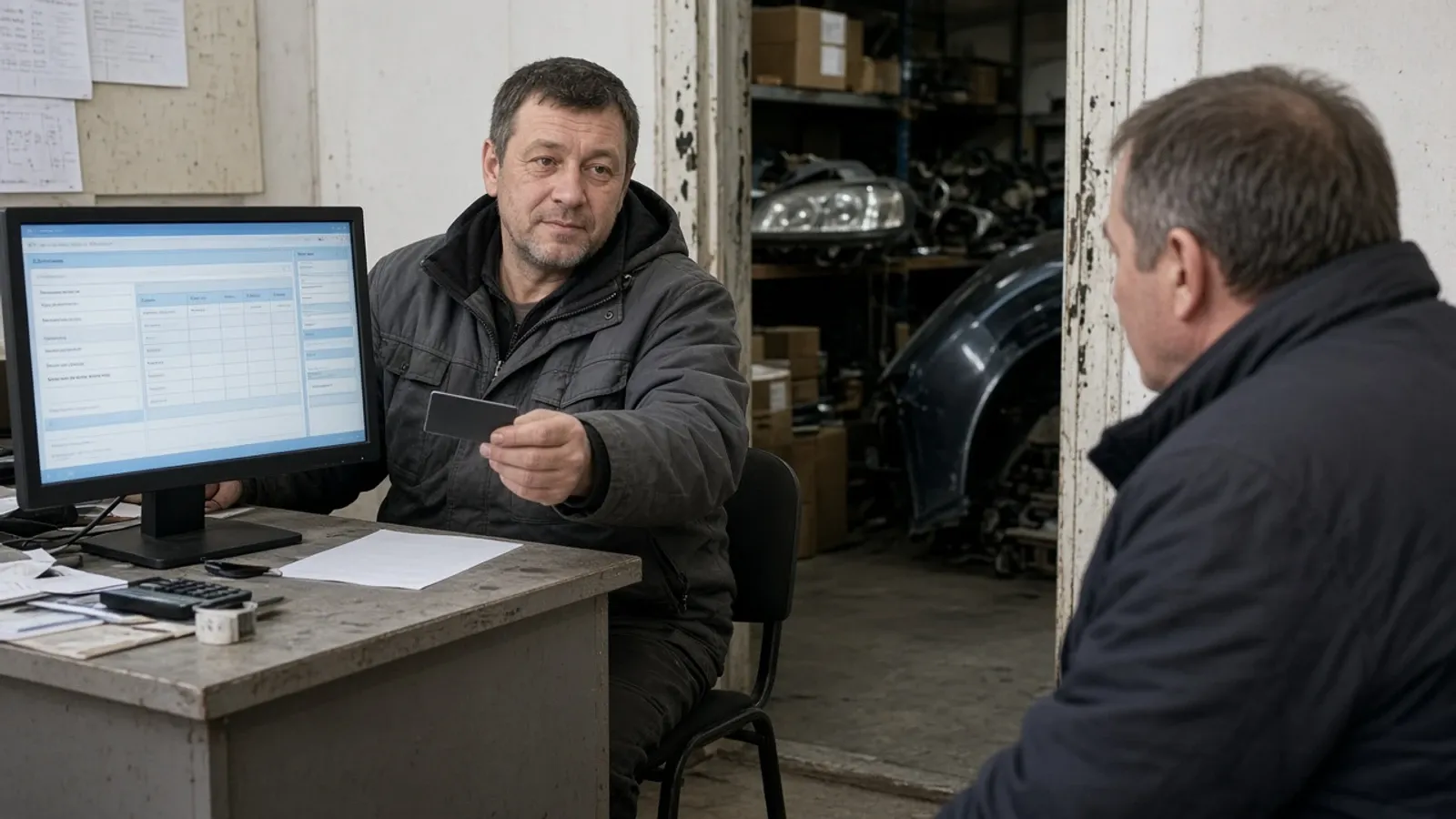 Менеджер авторазбора применяет дисконтную карту клиента при оформлении продажи запчастей